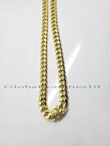 14k Yellow Gold Miami Cuban Necklace Mens Box Lock Clasp 10mm 26 Inch
