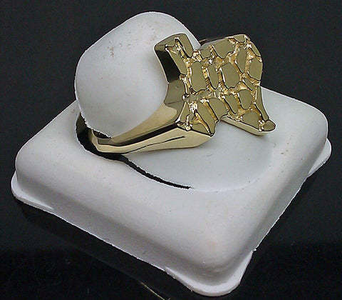 Solid 10k Yellow Gold Texas Ring Nugget Ring Mens Band Casual Pinky 10