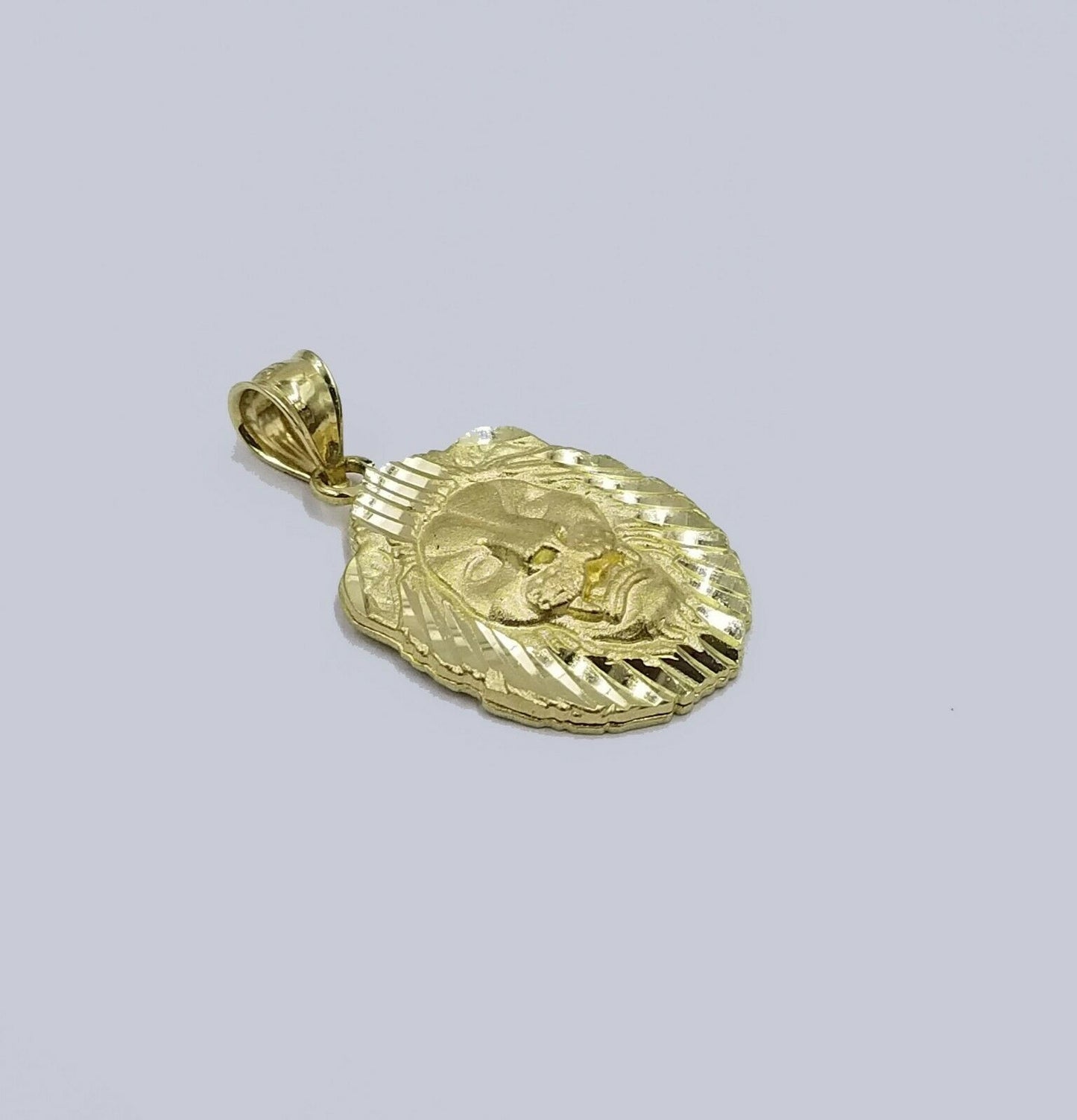 10k Yellow Gold Lion Head Charm Pendent 3mm Miami Cuban Chain 18" 20" 22" 24"