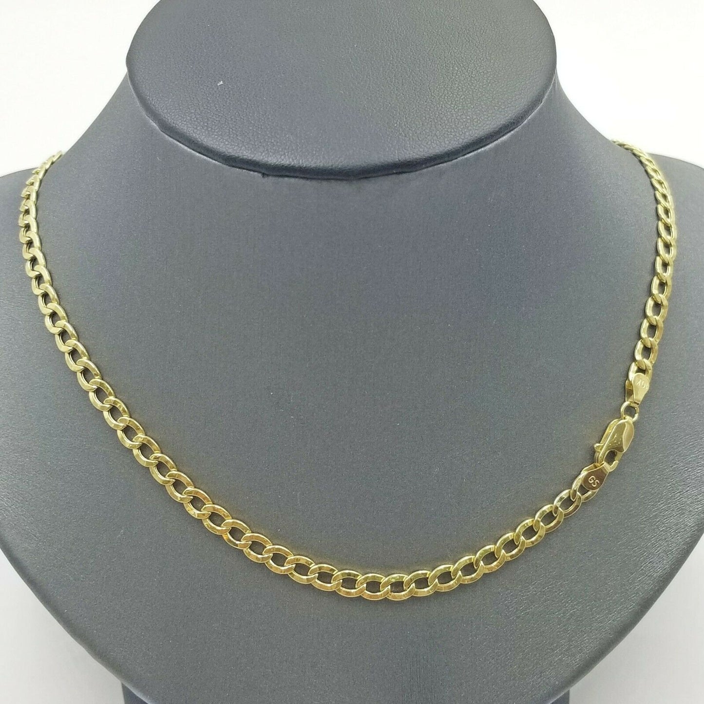 10K Yellow Gold Cuban Curb Link chain 5mm Necklace 18"-26"  Real