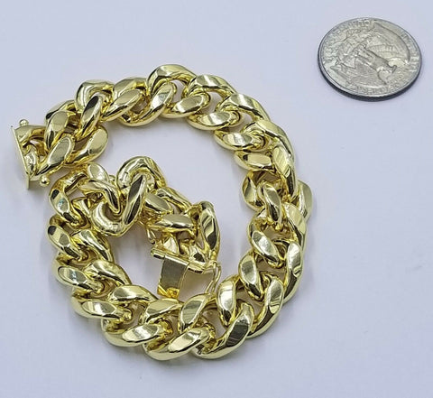 10K Yellow Gold Bracelet Royal Miami Cuban Link 9 inch Bracelet 13mm Real