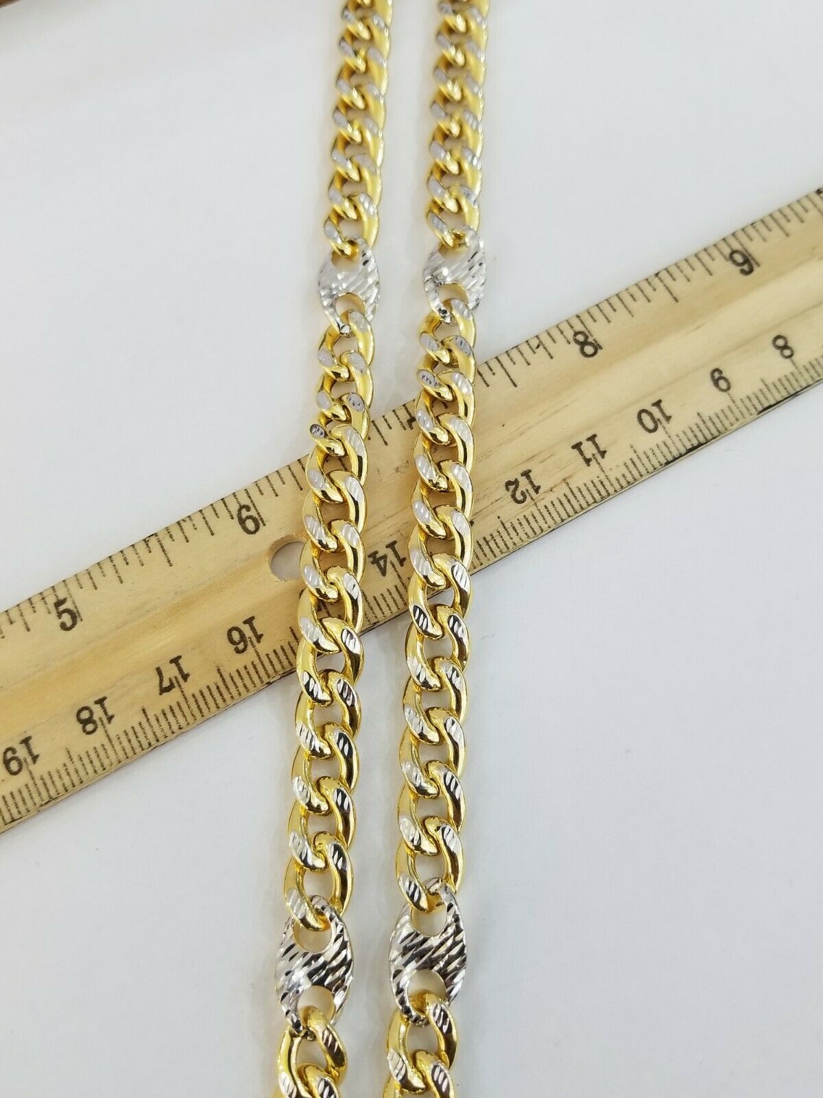 8mm 24" 10k Gold Puffed Cuban Link Chain Diamond Cut Box Lock Real Gold