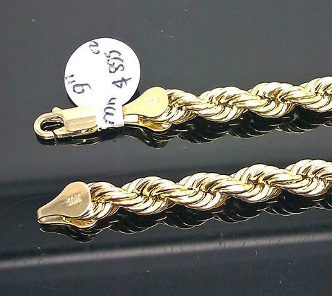10K Men's Yellow Gold Rope Bracelet 6mm 7.5 Inches LOBSTER LOCK