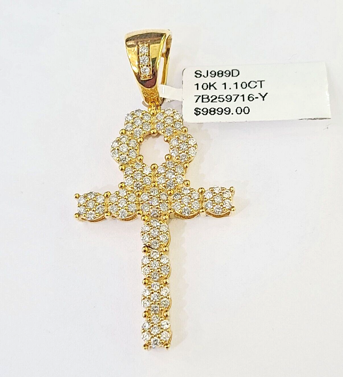 10k Yellow Gold Diamond Jesus Cross Charm Pendant Genuine Diamond Real