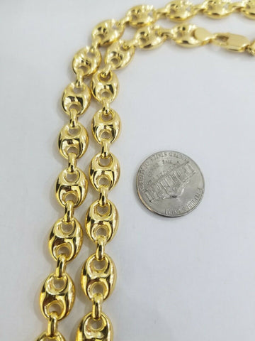 10k Yellow Gold Mariner Cuban Puff Link Chain  26" 10mm Strong Links