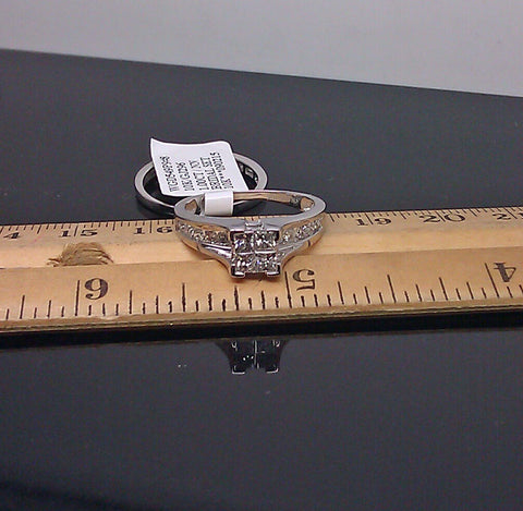 1CT Real Diamond 10k White Gold Ladies Ring Band Princess cut Wedding engagement
