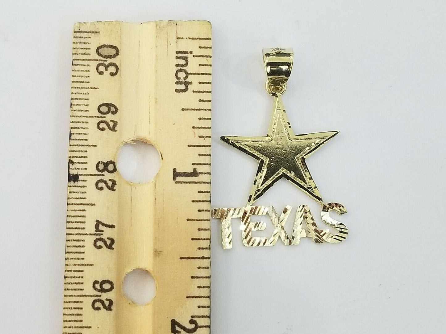 10k Yellow Gold Texas Star Charm Diamond Cut Pendant Men Women Real