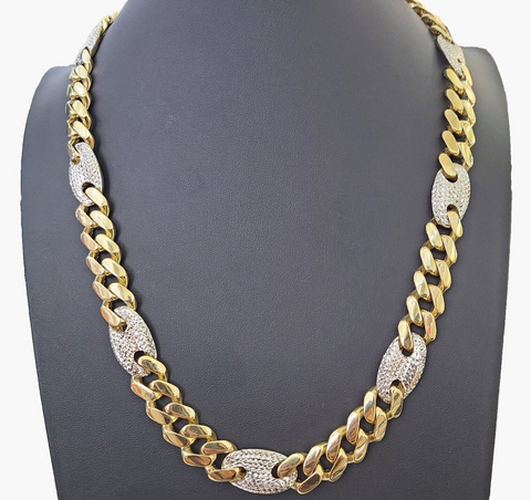 10K Yellow Gold 15mm Miami Cuban Mariner Link Chain Necklace 26" Inch 10Kt