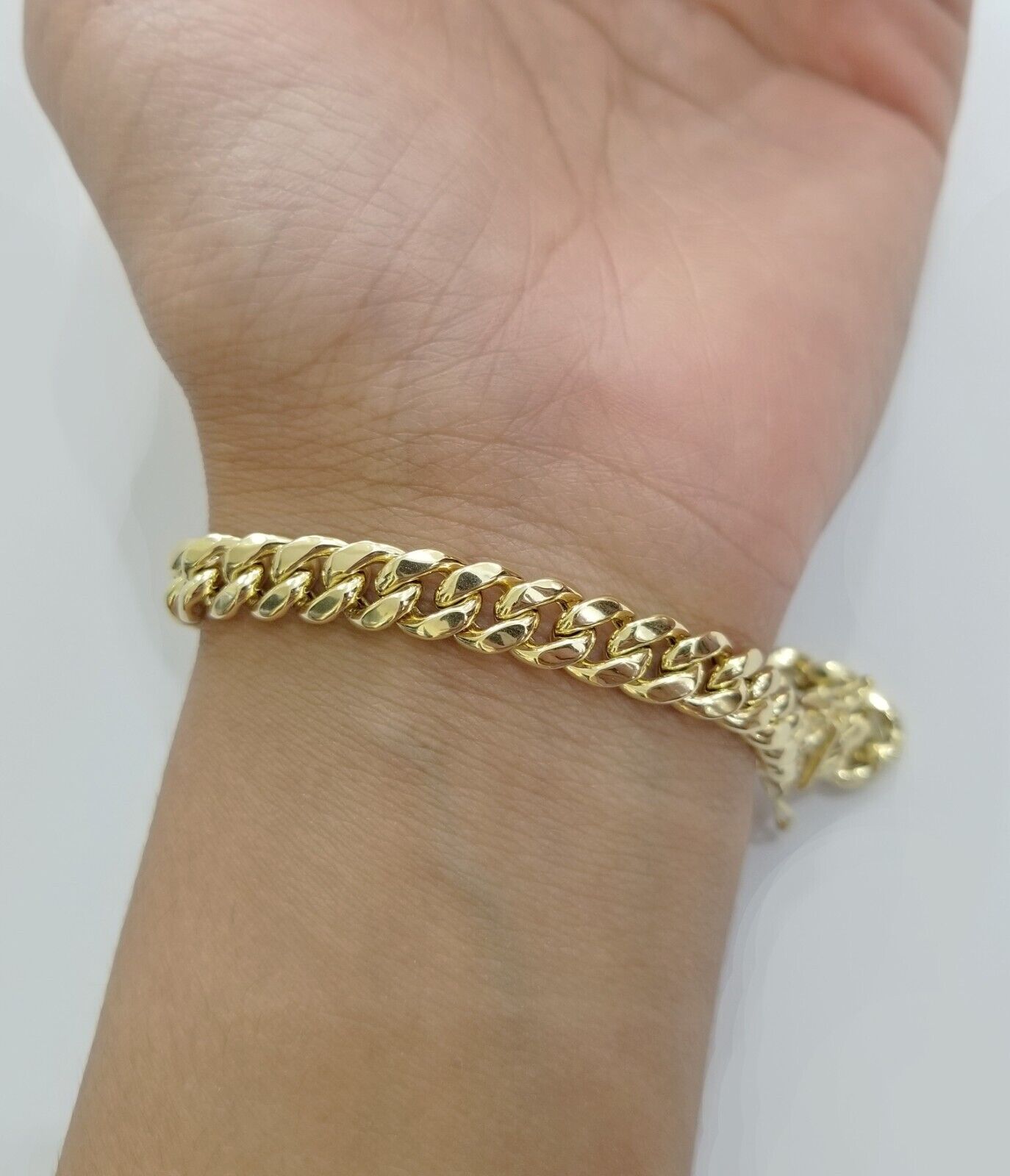 Real 14K Yellow Gold Bracelet Miami Cuban  8" Inch 7mm 14kt Gold Pura Oro