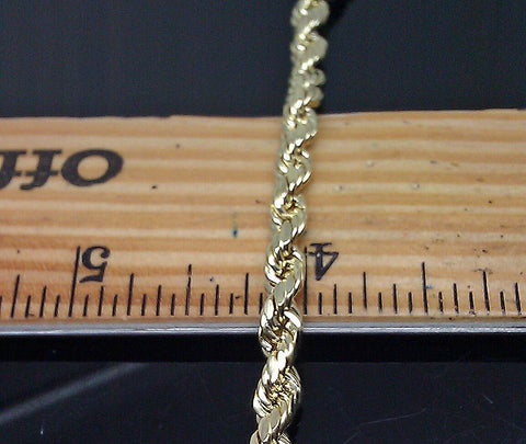 Real 10K Yellow Gold Men women Rope Bracelet 5mm 9" Inches