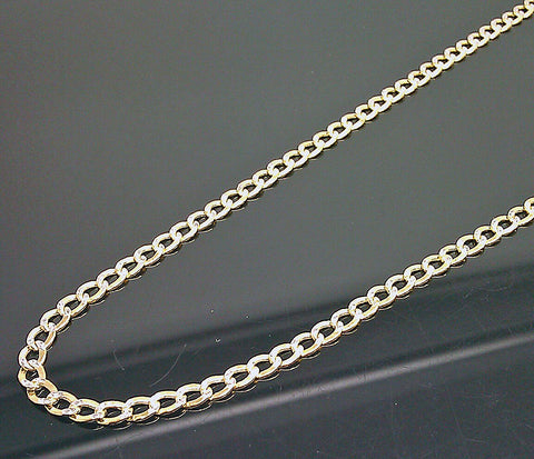 Real 10k Yellow Gold Cuban  Link Chain Necklace Diamond Cut 22" Inch 2.5mm 10kt