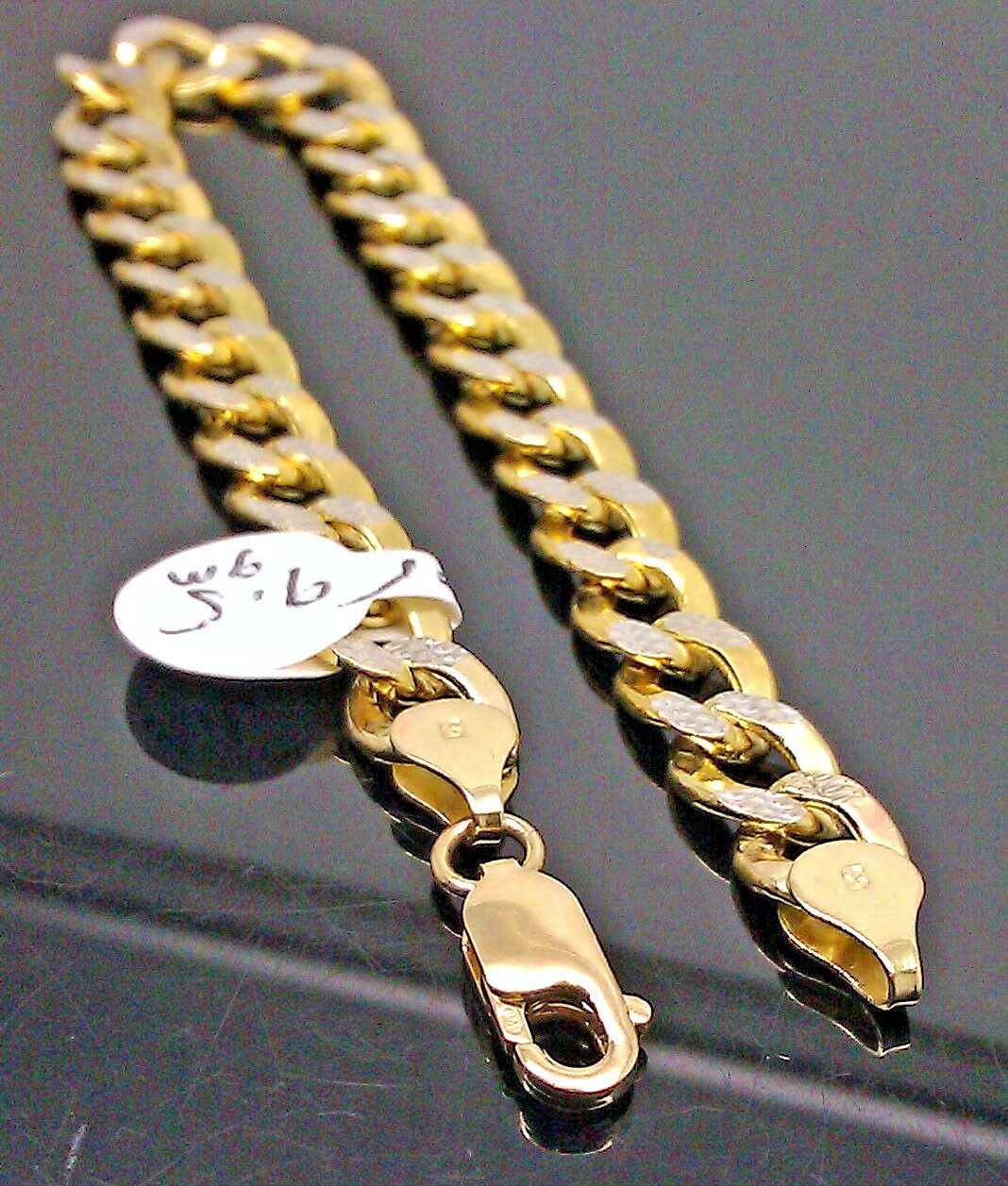 Real 10k Yellow Gold Cuban Curb Link Bracelet 9" Inch 8mm,Rope, Franco,Turkish N