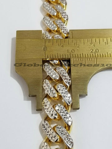 10K Yellow Gold Royal Miami Cuban Bracelet With Diamond Cut 8 inch 13mm