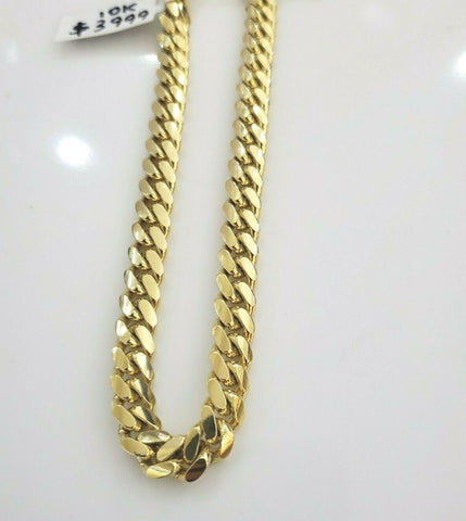 10k Solid Yellow Gold Miami Cuban Link Chain 7mm 26" Necklace Box Clasp Real