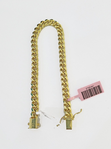 14K Solid Gold Miami Cuban Bracelet 9" Inch 7mm 14K Box Clasp Link