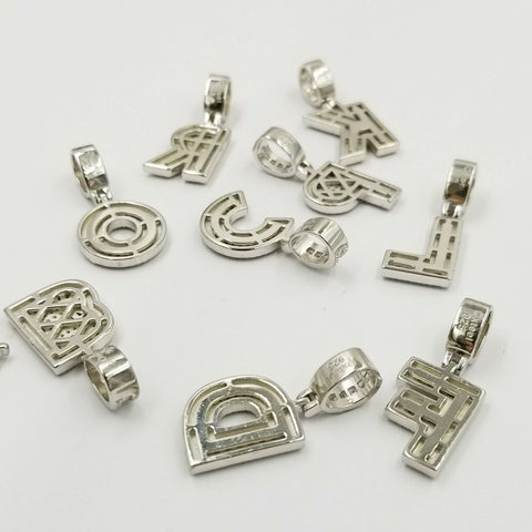 925 Sterling Silver A-Z Alphabet Charm Initial Pendent Men Women 1.25" Real