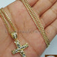 10k Yellow Gold Jesus Cross Charm Pendant 26" Miami Cuban Chain Necklace
