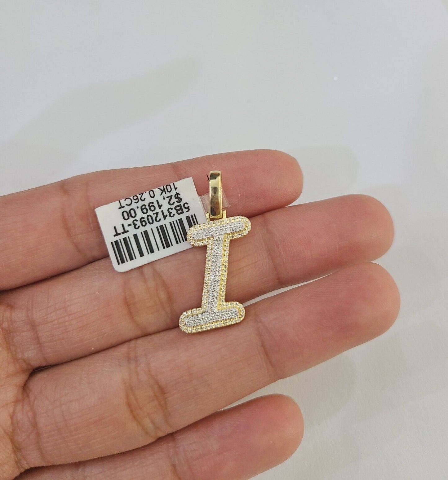 10k Real Yellow Gold Genuine Diamond Initial A-Z Alphabet Charm Pendent