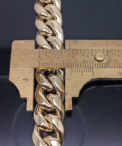 10k Yellow Gold Cuban Bracelet Men 10mm Miami Cuban curb Link Box Lock 7.5 inch