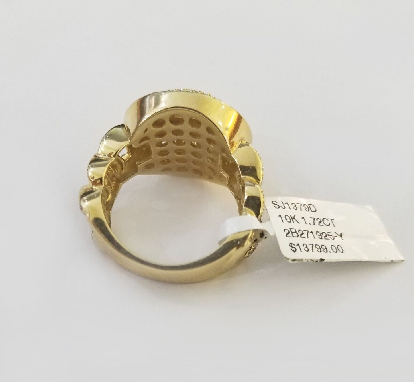 Real 10k Yellow Gold Mens Real Baguette diamond Circular Ring 1.72CT Mens