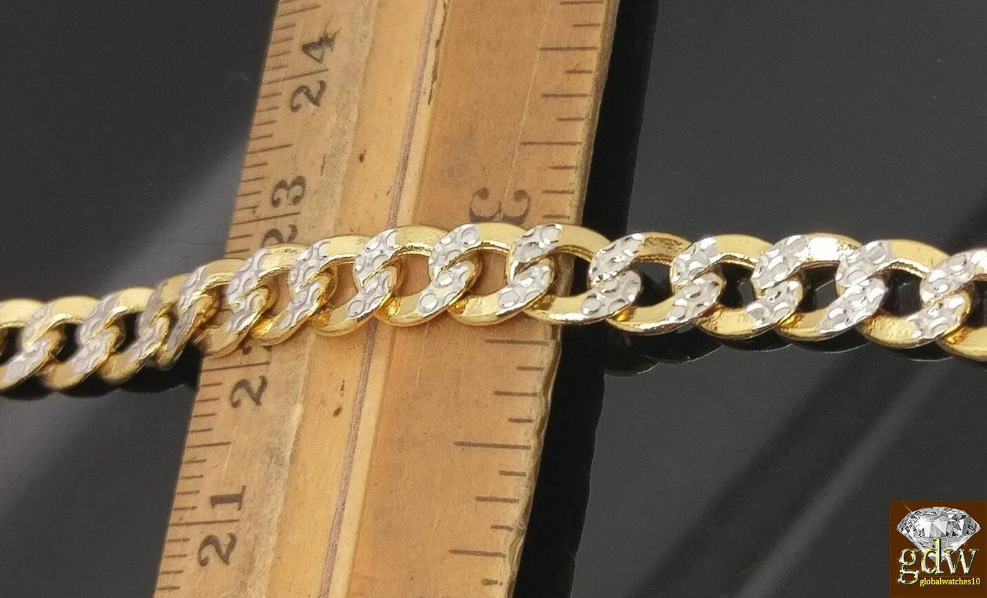 REAL 10k Yellow Gold  link Chain Necklace Diamond Cut Cuban 22 24" 26 28 30" Men