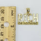 10k Yellow Gold RICH Or Nothing Charm Diamond Cut Pendant For Men Women Real