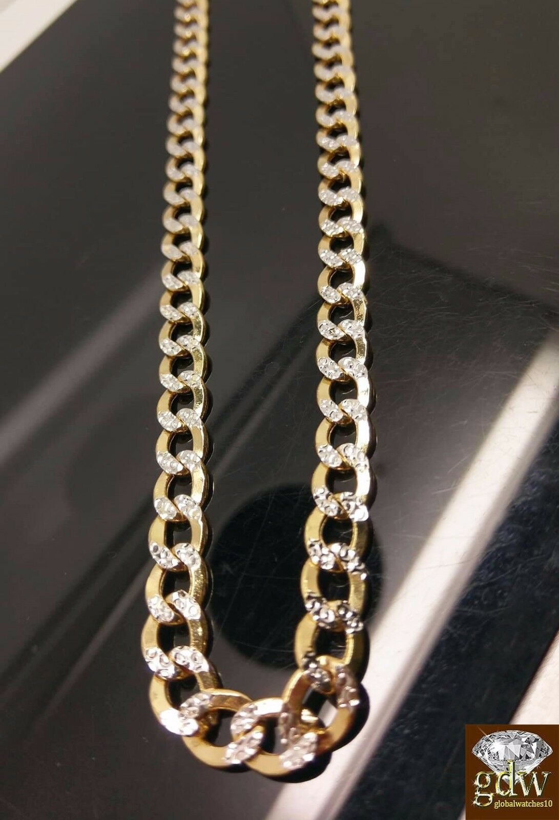 REAL 10k Yellow Gold  link Chain Necklace Diamond Cut Cuban 22 24" 26 28 30" Men