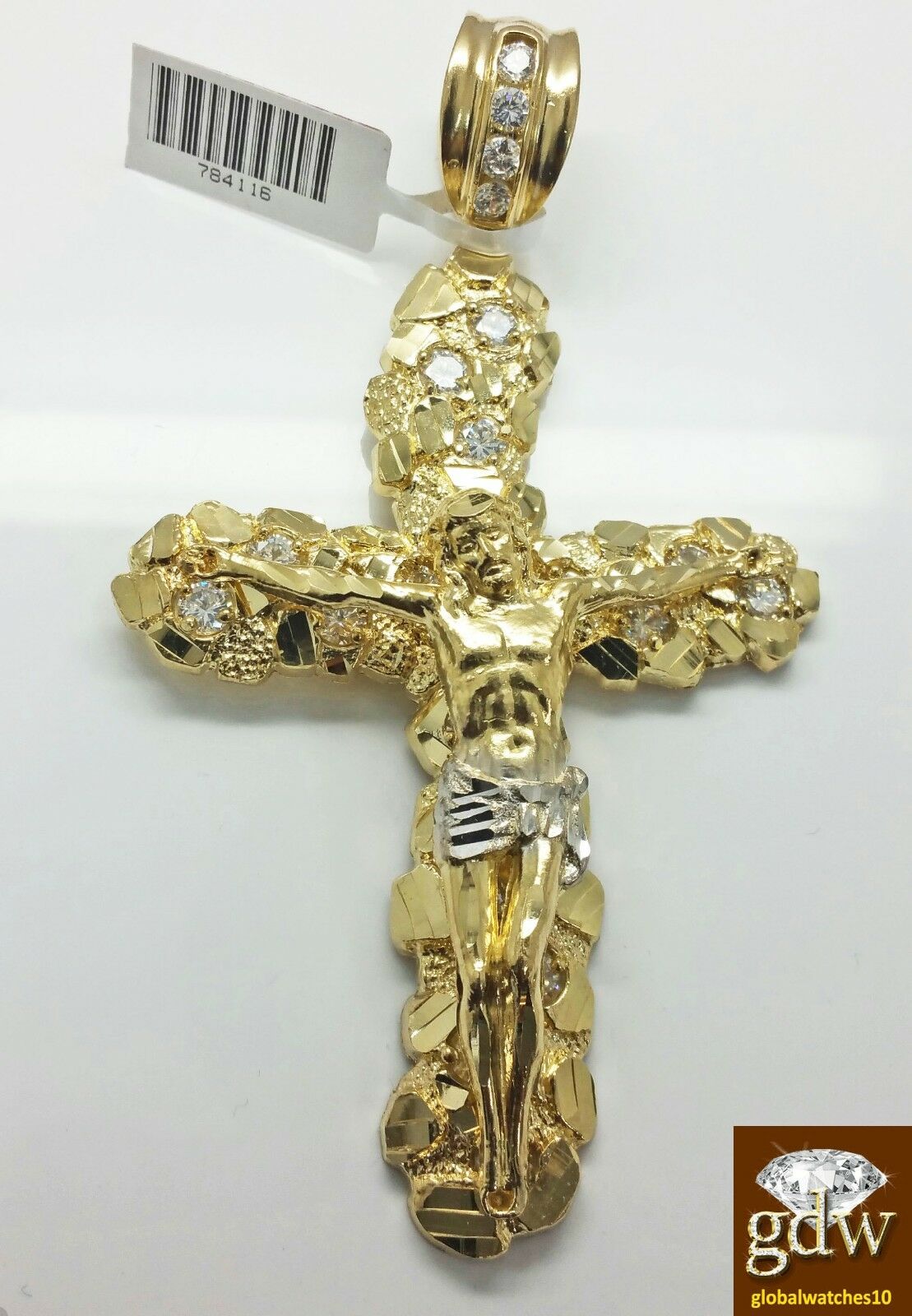 Real 10k Yellow Gold Rope Chain 22" 7mm Real 10k Jesus Cross Charm pendant