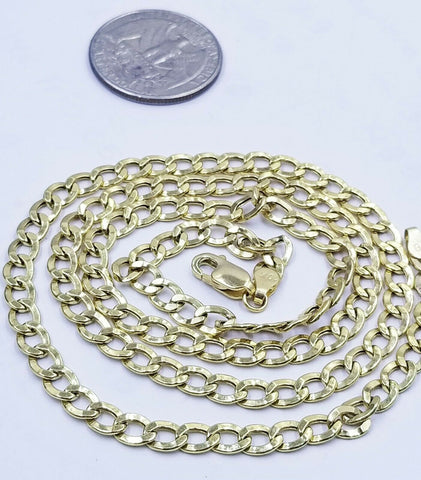10K Yellow Gold Cuban Curb Link chain 5mm Necklace 18"-26"  Real