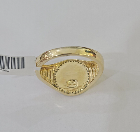 10k Real yellow Gold Diamond Crown Ring men casual Circular ring