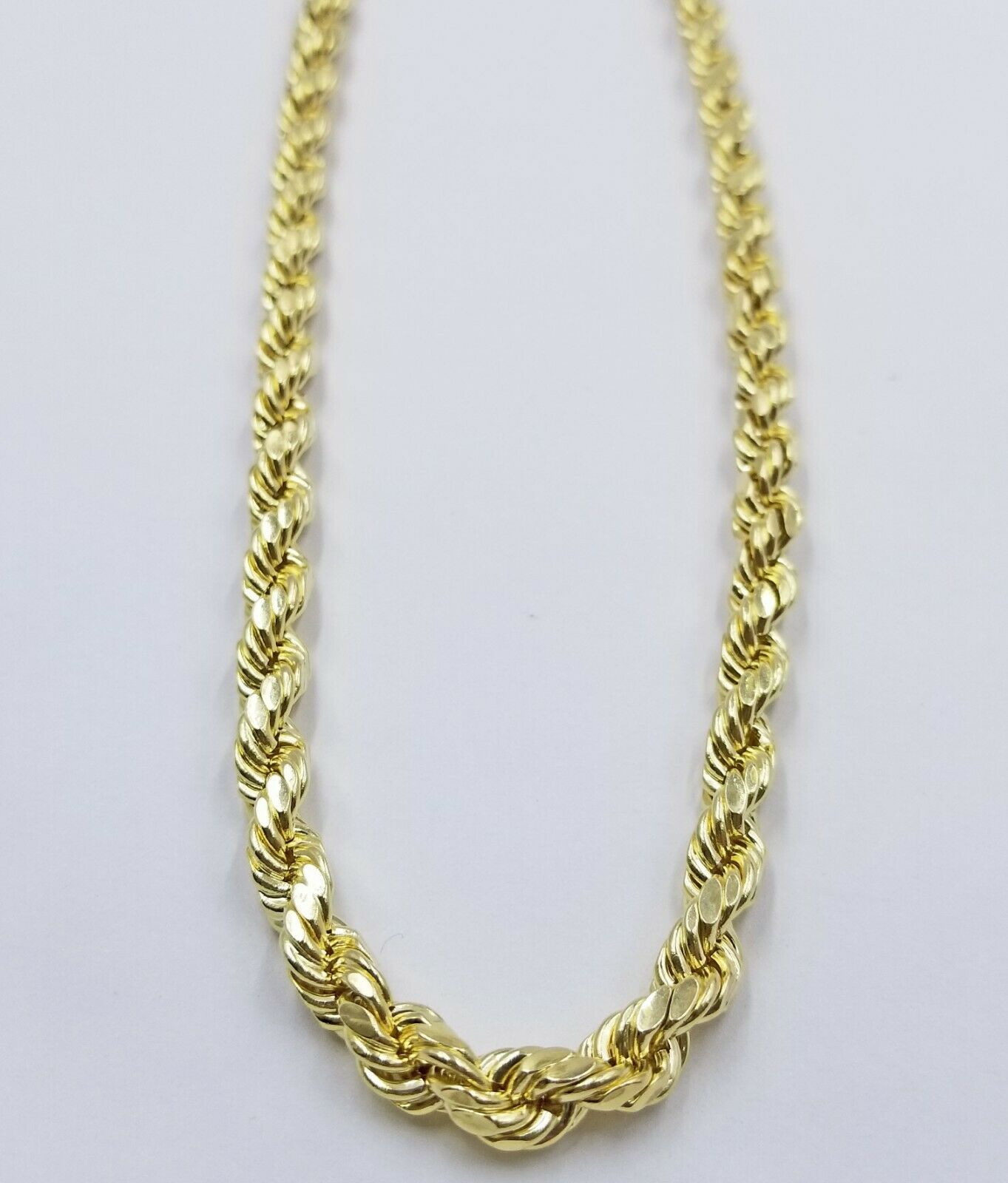 REAL 10K Gold Rope Chain Necklace 7mm 30 Inch Men's 10 k yellow Gold Diamond Cut