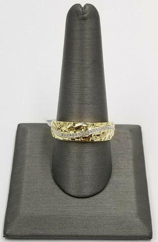 10k Yellow Gold Diamond Nuggets Style Wedding/ Engagement  For Men's 0.05CT