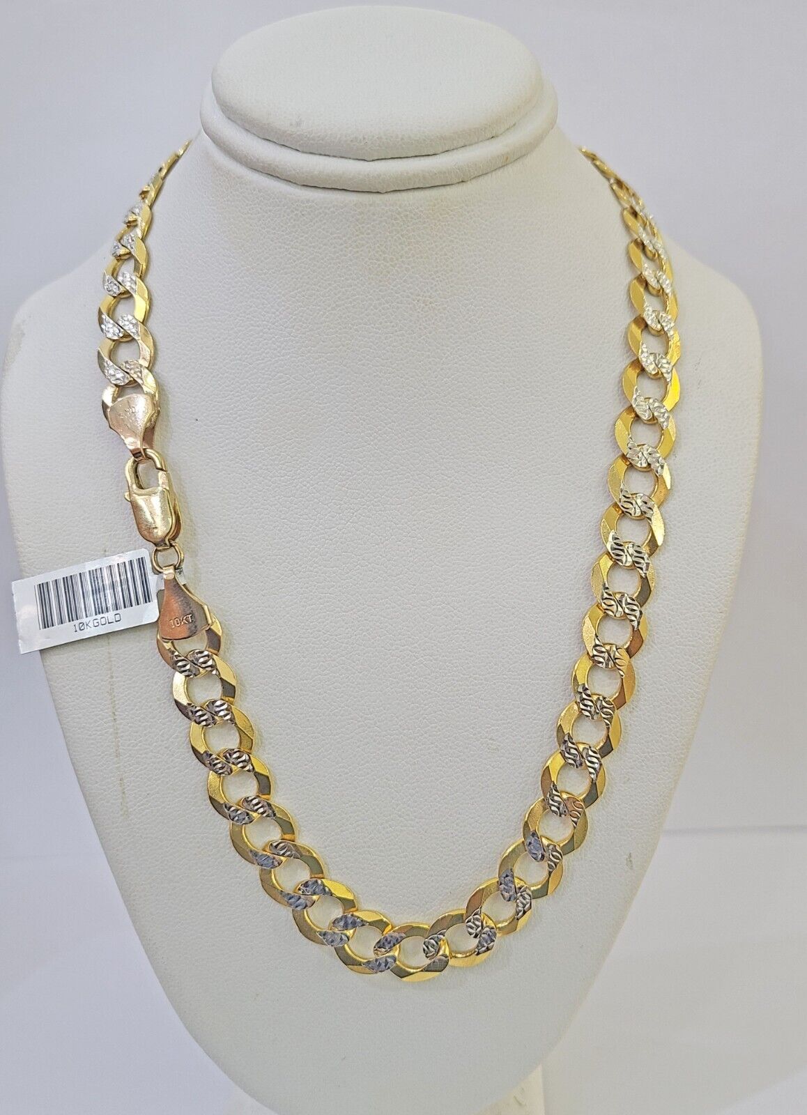 Real 10k Yellow Gold Cuban Curb Link Chain Solid 9mm 20" Gold Diamond cut