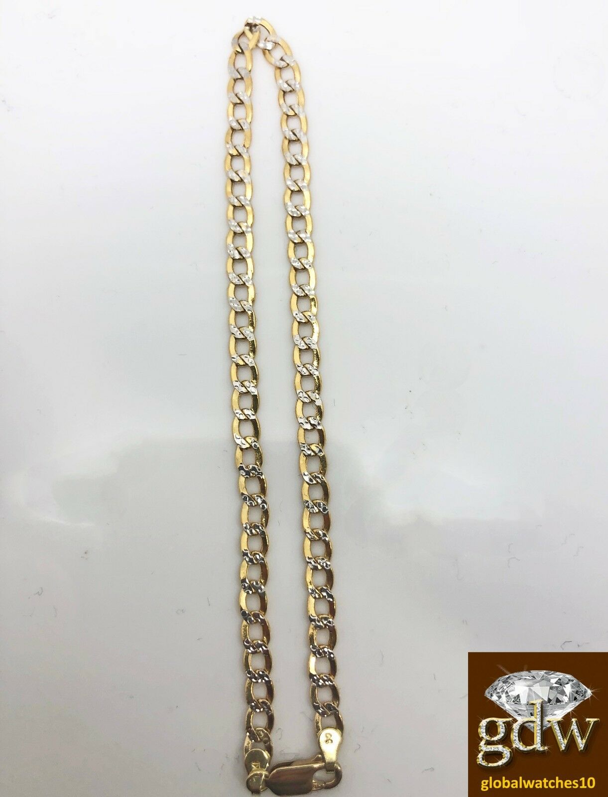 10k Yellow Gold Cuban Bracelet Diamond Cut Two Tone