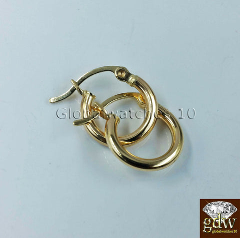 Real 10K Yellow Gold in 10-15 mm Diameter Hinged Hoop Earrings for Men/Women/Kid