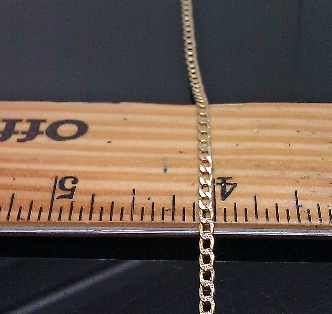 22" Real 10K Yellow Gold Link Chain Necklace Diamond Cut Chain Men Women