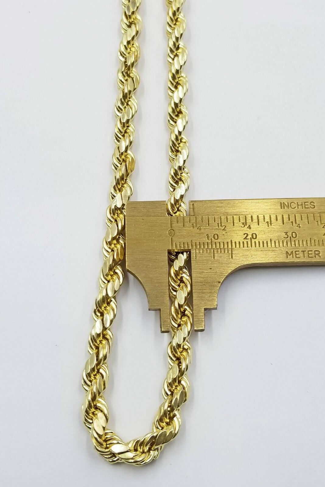 REAL 10K Gold Rope Chain Necklace 7mm 30 Inch Men's 10 k yellow Gold Diamond Cut