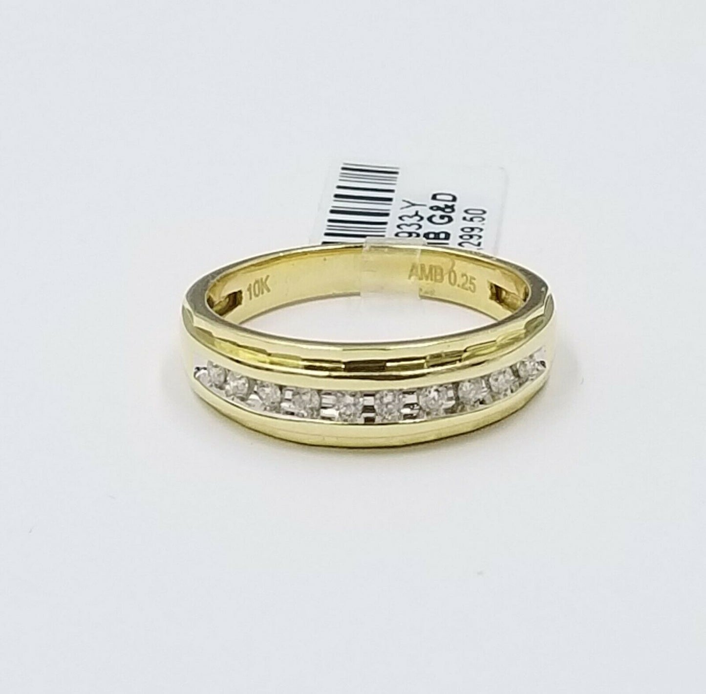 10K Yellow Gold & Diamond Wedding/Engagement Band Diamond Cut Ring Men's