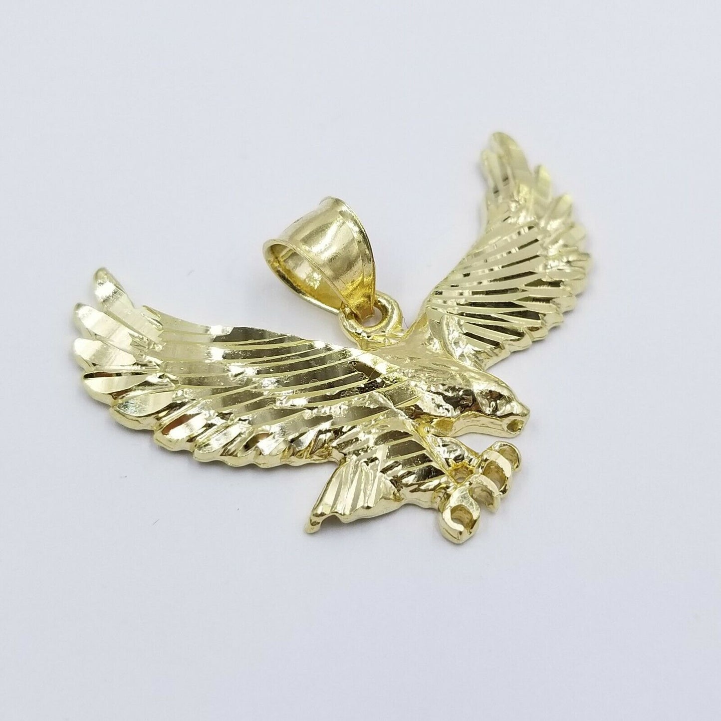 REAL10k Yellow Gold Flying Eagle Charm Pendent Miami Cuban Chain 3mm 18 20 22 24