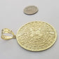 Real 10k Yellow Gold Pendant Circular Mayan Calendar Charm 2.5" SOLID 10kt
