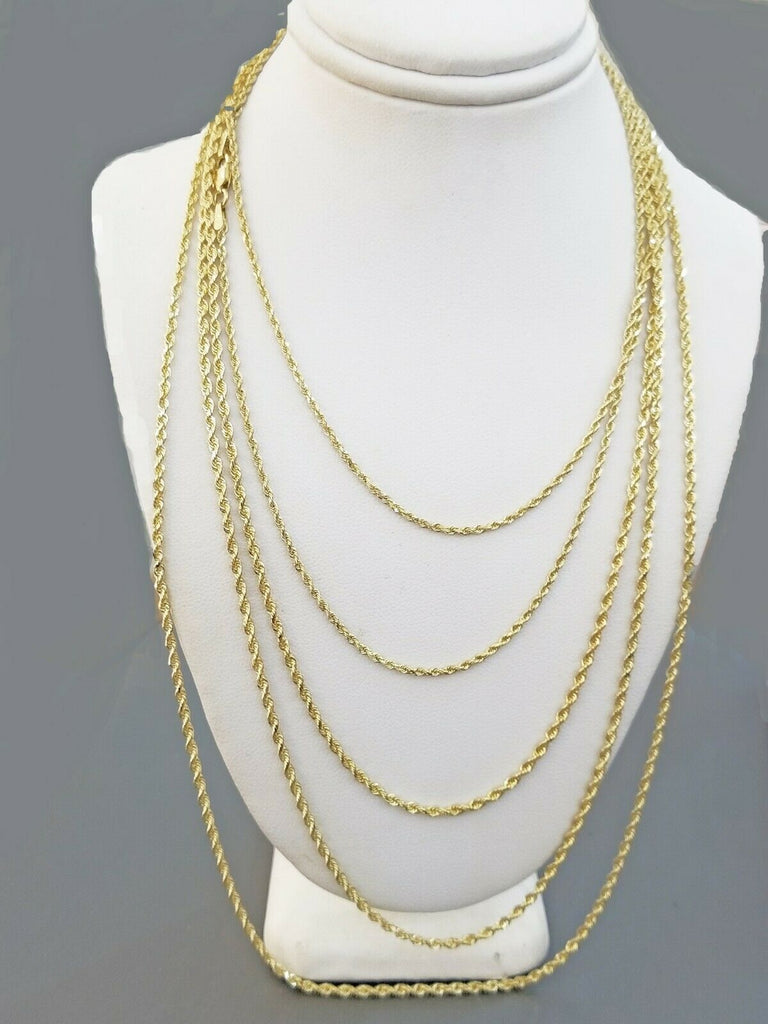 18K Solid Gold Rope Chain Necklace Ladies Women 16 18 20 22 24 26 28  30