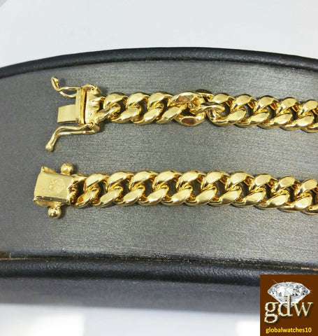 Real 10k Gold Ladies Bracelet Miami Cuban Link 7mm 7" Inch Box Lock strong Link