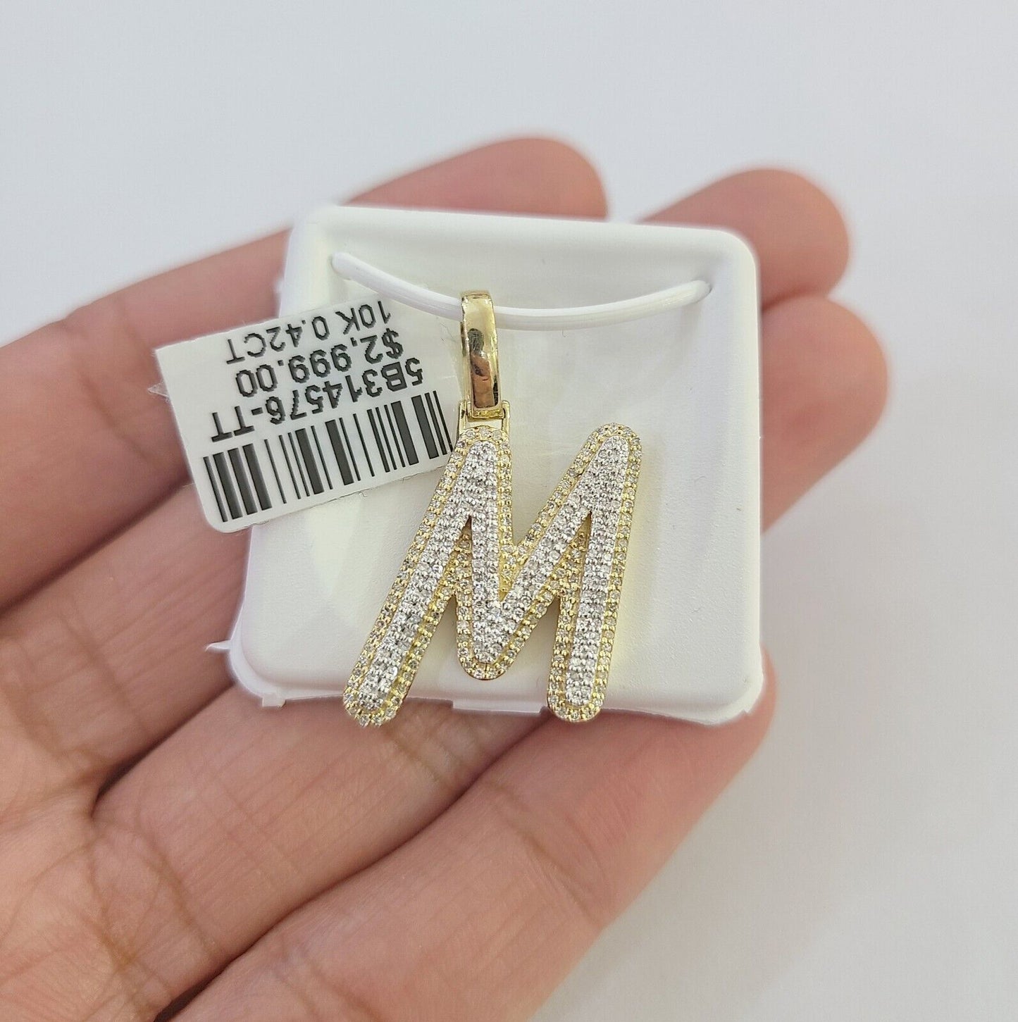 10k Real Yellow Gold Genuine Diamond Initial A-Z Alphabet Charm Pendent