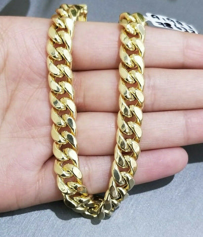 REAL 10k Gold Miami Cuban Link 8" Bracelet 9mm Men's Box Clasp 10k yellow Gold