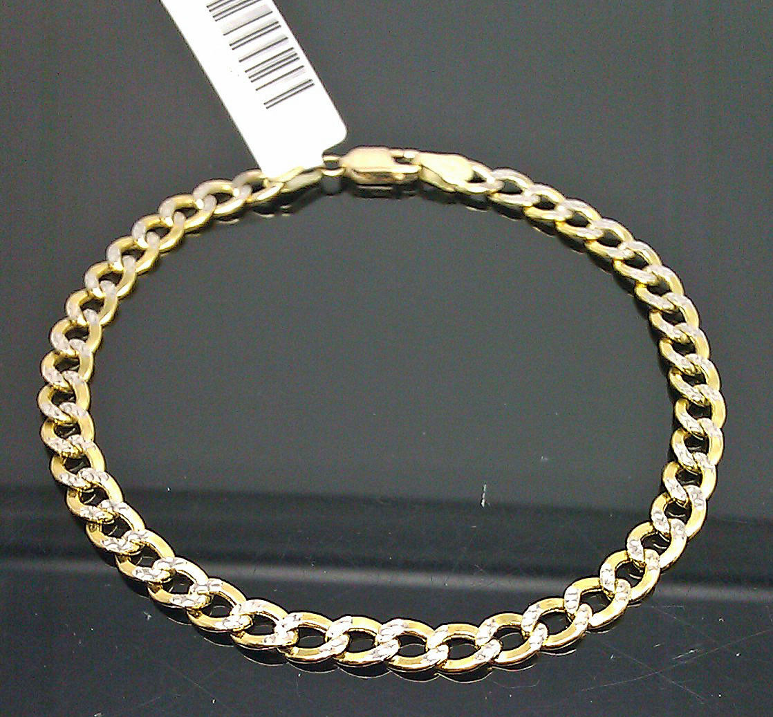 10K Gold Bracelet Real Cuban Link Diamond Cut 5mm 8.5" Inch REAL Yellow Gold