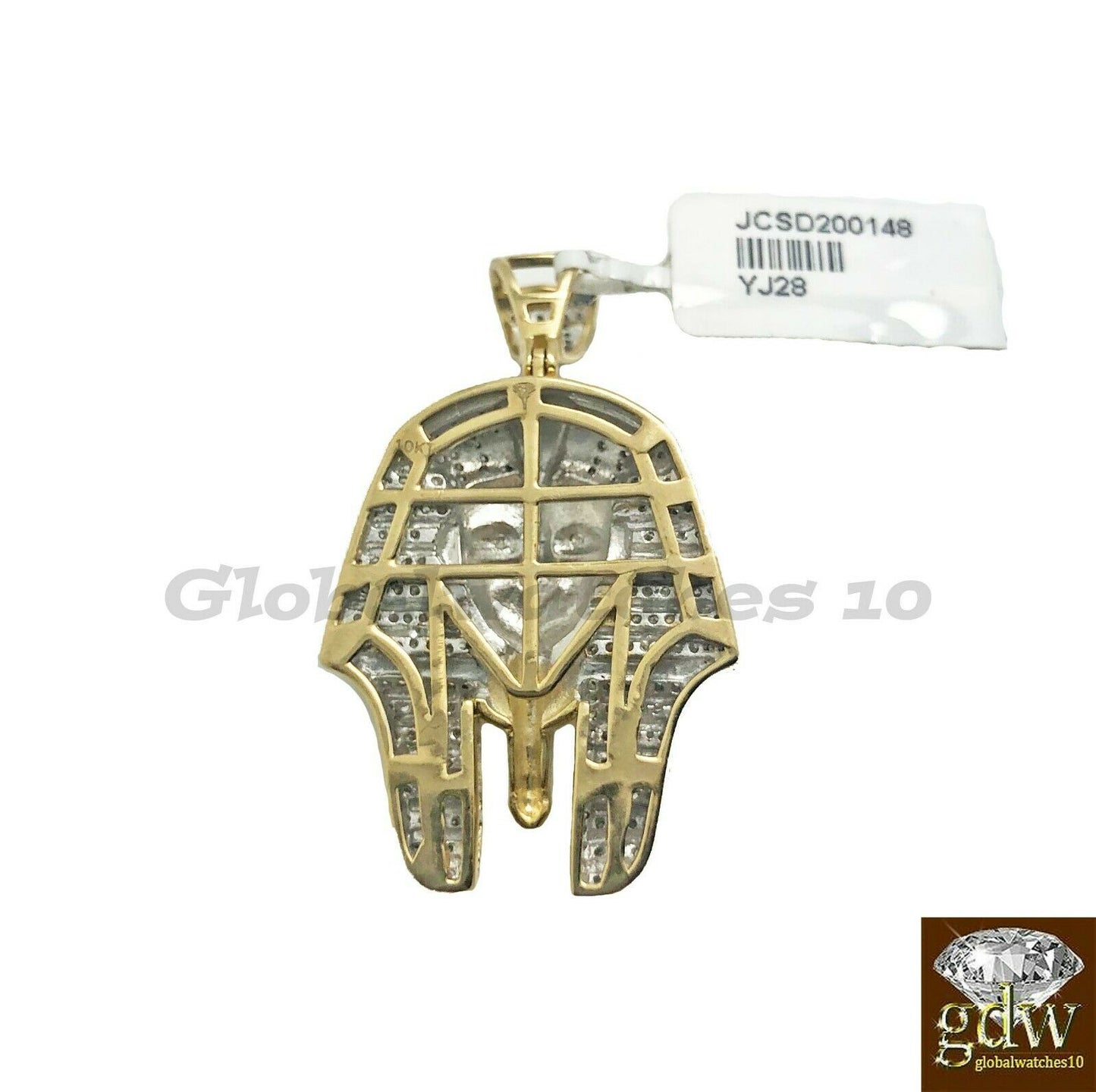 10k Gold Pendant for Men with Diamonds,Custom Design Pharaoh Head Pendant/Charm.