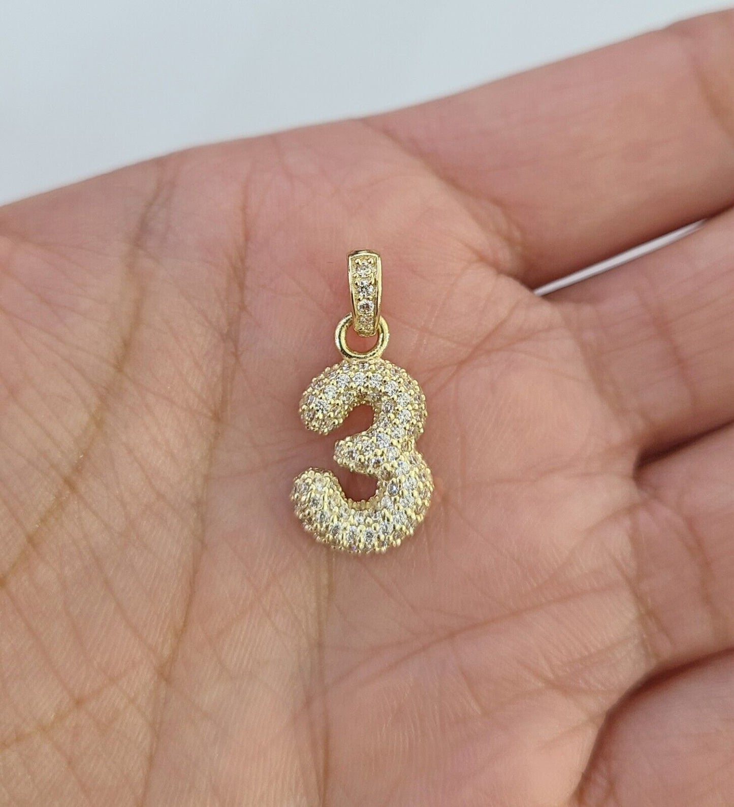 10k Gold Number Charm Pendant Initial Number Letter 0-9 Real