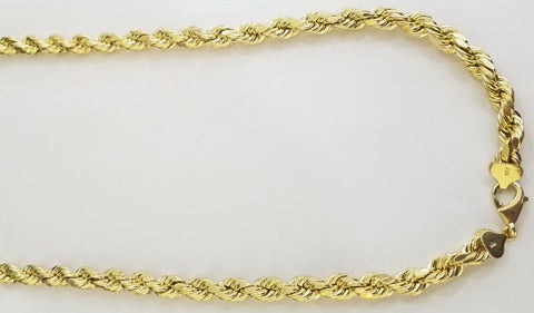 10k REAL Yellow Gold Rope Chain necklace 10mm 20" Men thick diamond cut