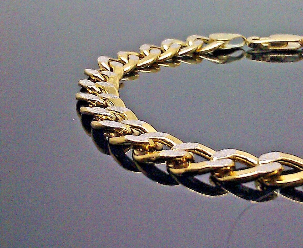 Real 10k Yellow Gold Cuban Curb Link Bracelet 9" Inch 8mm,Rope, Franco,Turkish N