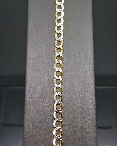 Real 10K Gold Bracelet Men Women Cuban Link  Diamond Cut 5mm 7 inch